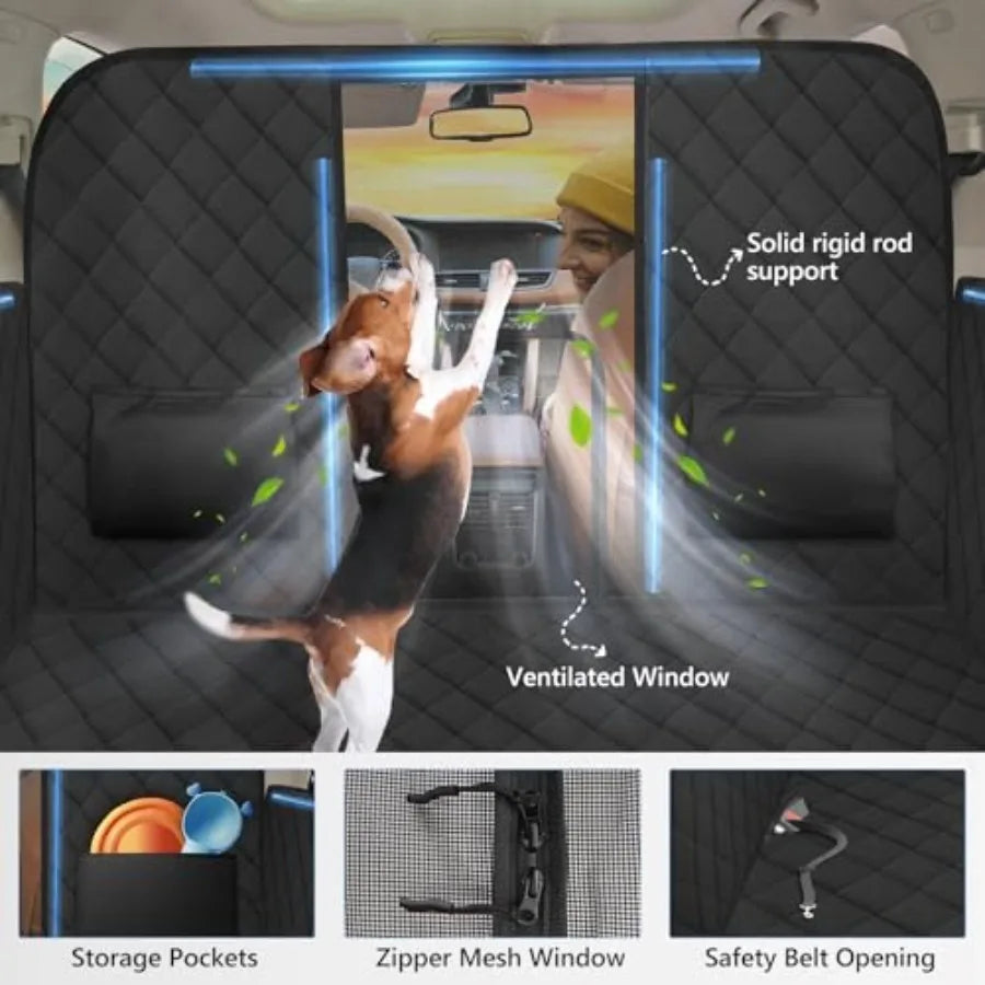Back Seat Extender for Dogs-Large Space High Barrier Hard Bottom Dog Car Seat Cover for Back Seat Hold 420lb Backseat Protector
