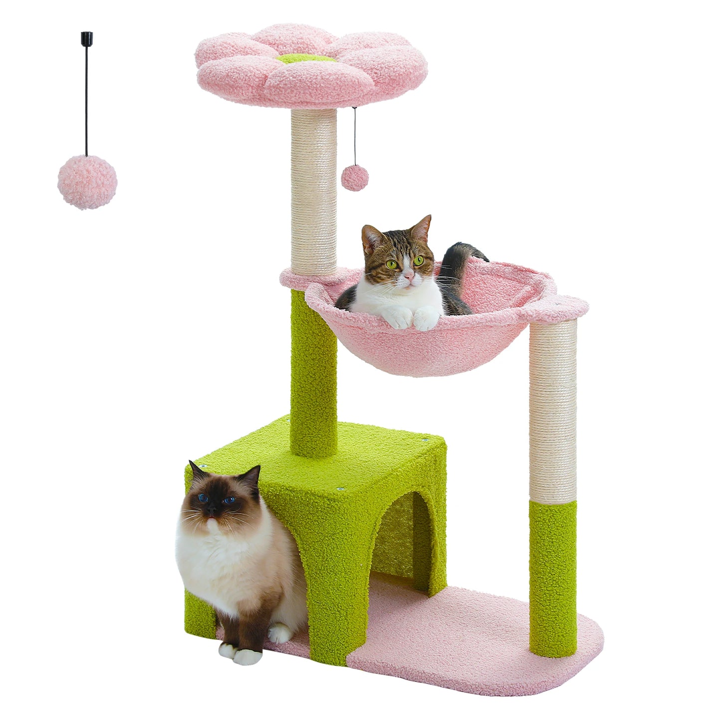 PETEPELACN Flower Cat Tree With Large Metal Frame Hammock
