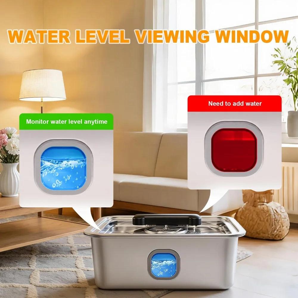 15L Stainless Steel Water Fountain for Large Dogs, Automatic Fresh Flow Pet Dispenser with Filter, 4Gal Extra Huge Refillable Indoor Bowl