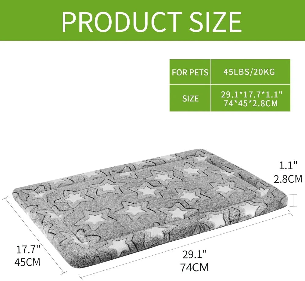 Reversible Dog Crate Pad - Cool & Warm, Machine Washable, Cozy Star Pattern, All-Season Pet Bed for Small Medium Large Dogs, 30"x20"