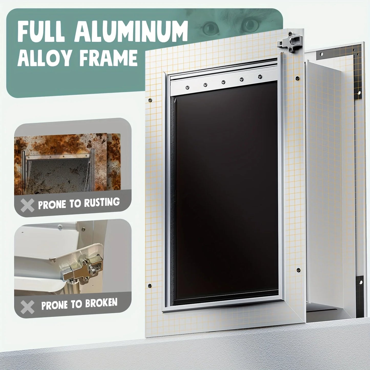 3-Flap Dog Door | All Aluminum Alloy Large Dog Doggy Doggie Door for Wall, Telescoping Tunnel, Heavy Duty Pet Door for Dogs, Ins