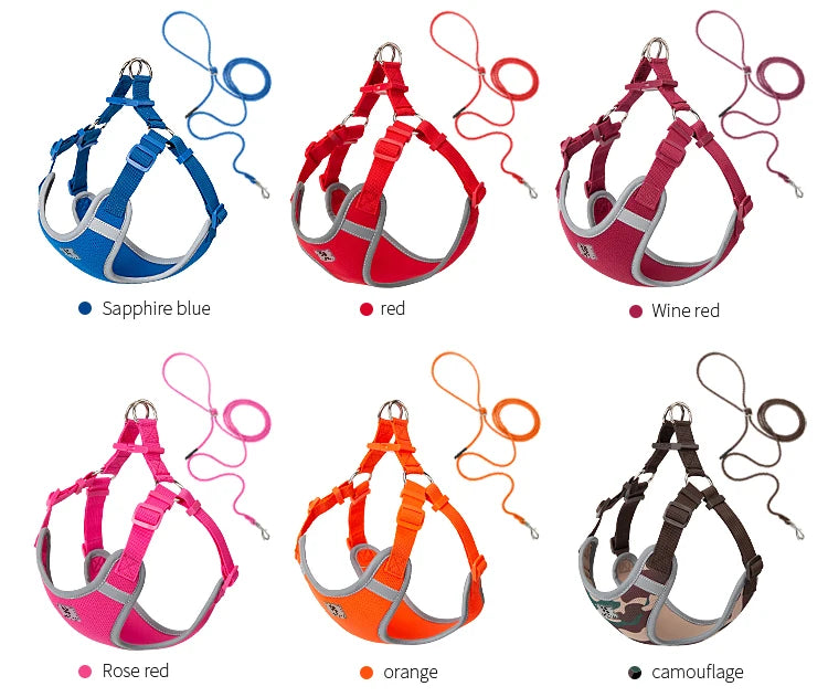 Cat Dog Harness Leash Set for Small Medium Dog Adjustable Pet Harness Reflective Breathable Outdoor Walking Pet accessories