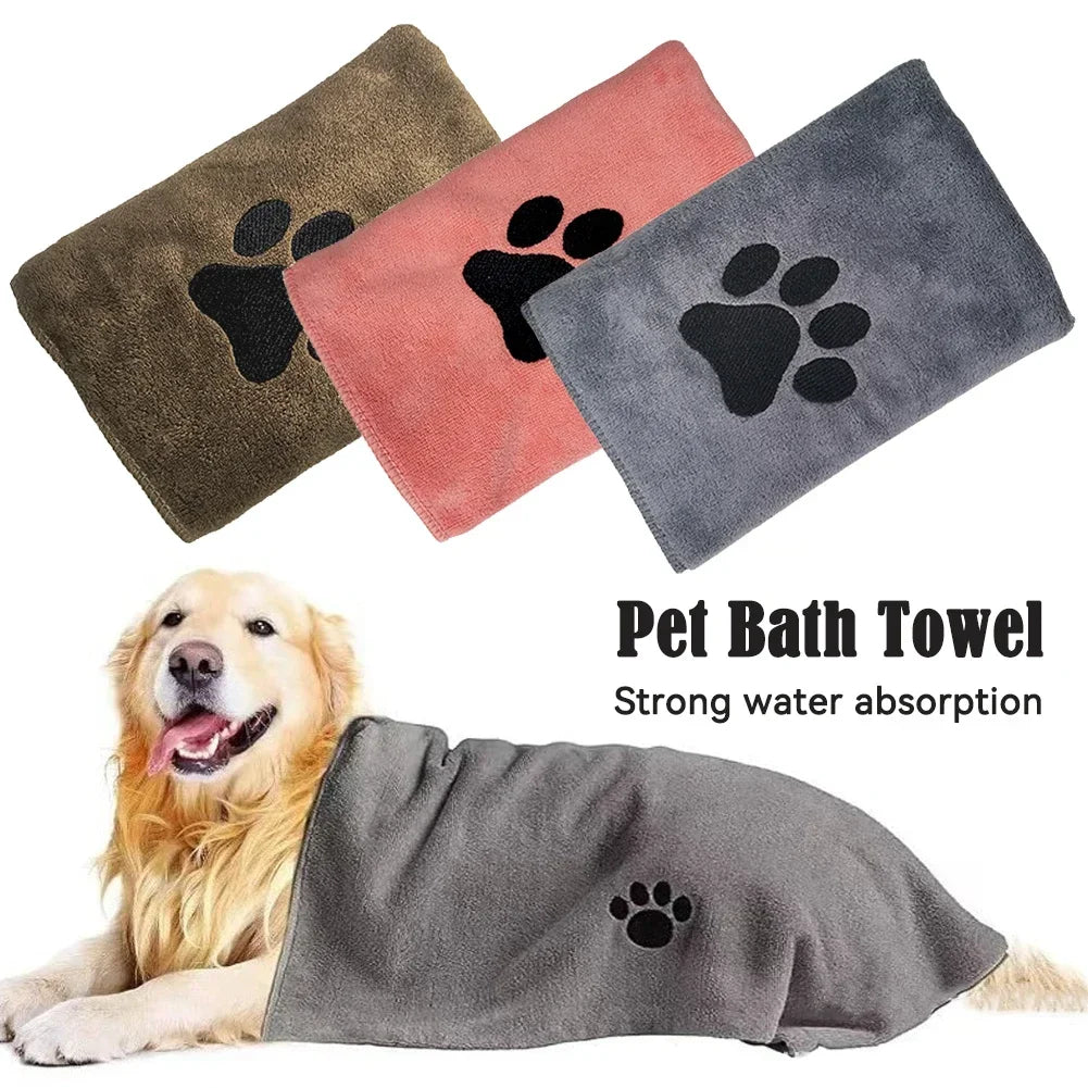 Microfiber Pet Bath Towel Embroidered Super Soft Absorbent For Dogs