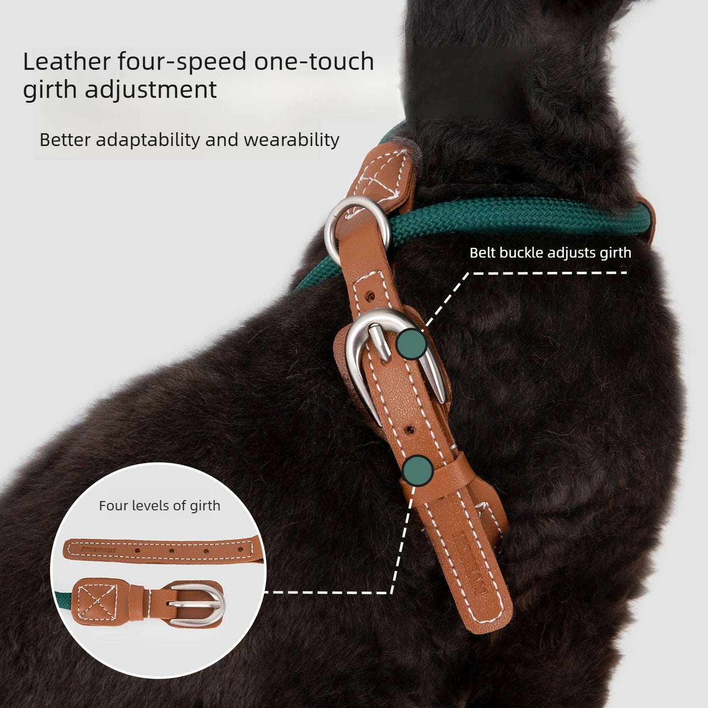4-Gear Leather Cat Harness & Leash Set, X-Shape Escape Proof Walking Harness for Cats, 33g Lightweight, 1.3m Rope