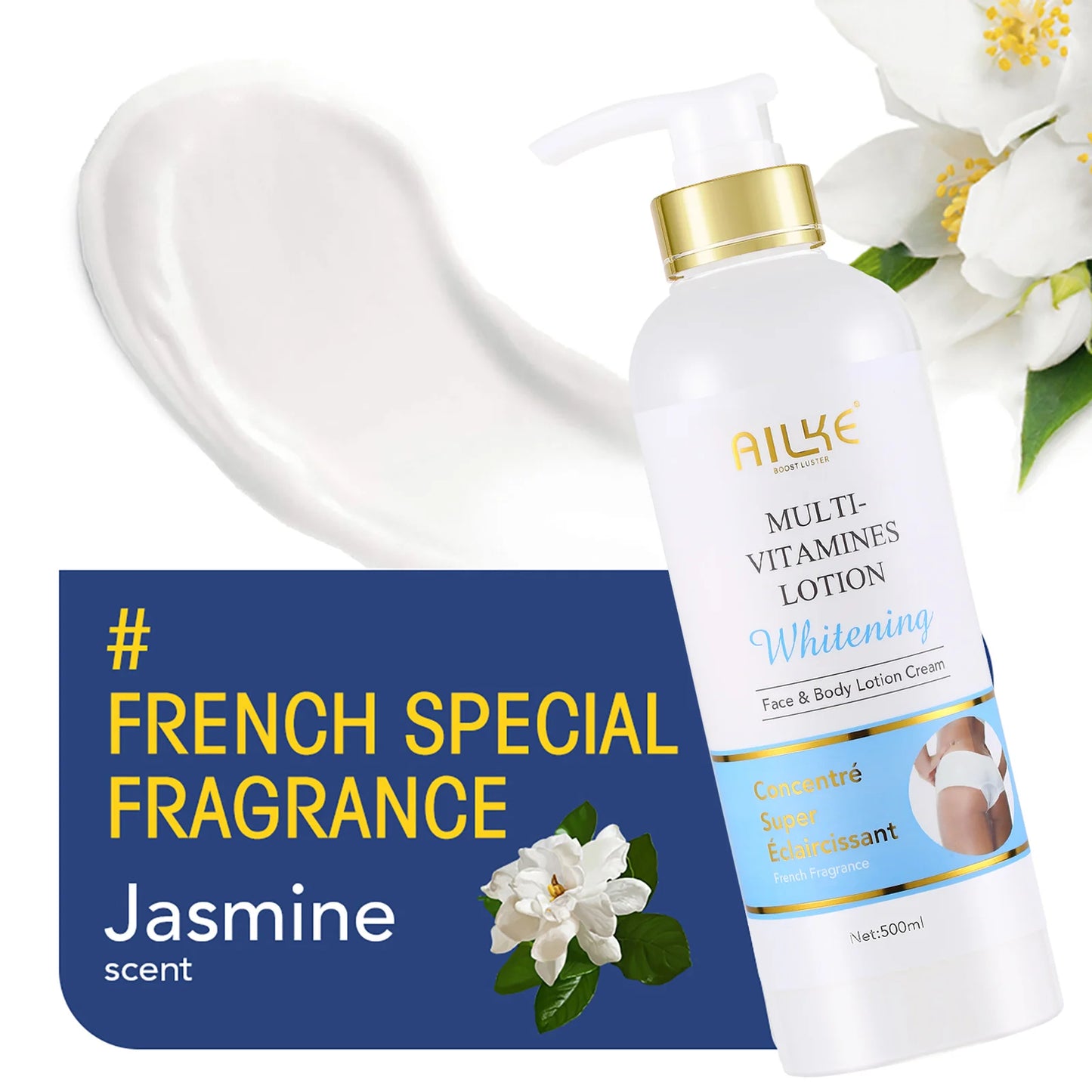 AILKE Multi-Vitamin Body Lotion, Whiten, Brighten, Remove Dark Spots, Hyperpigmentation, Moisturizes, Smoothes & Antioxidant