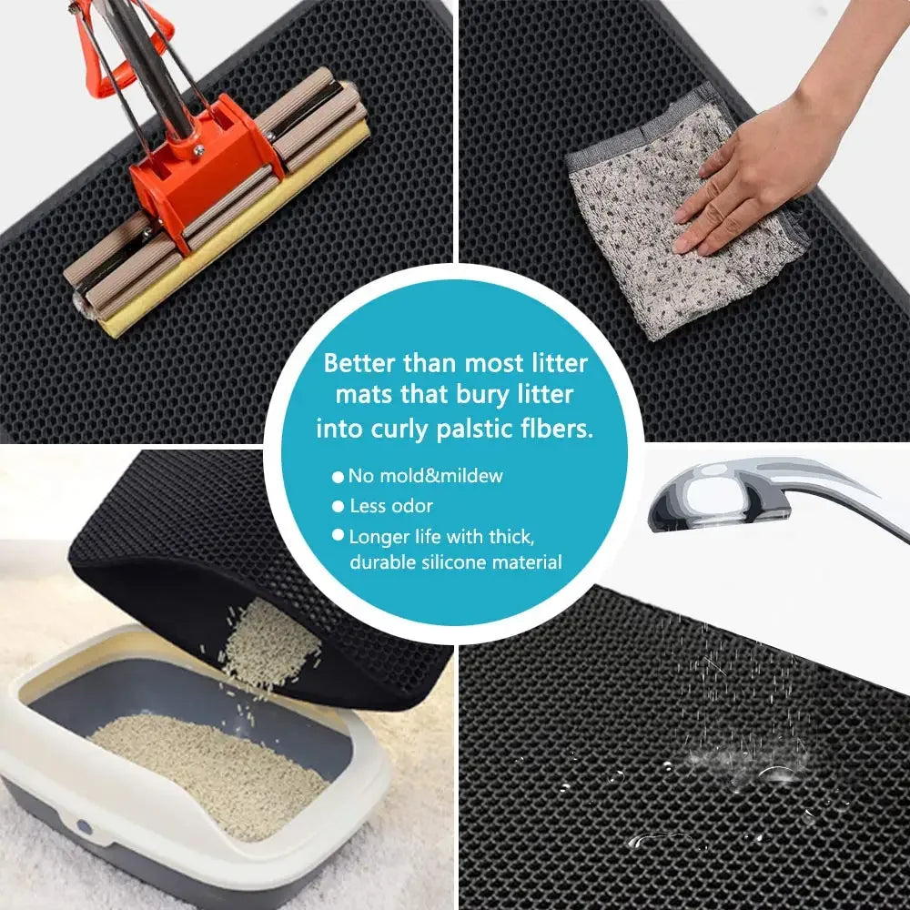 Cat Litter Mat Double Layer Waterproof Non Slip Washable Pad