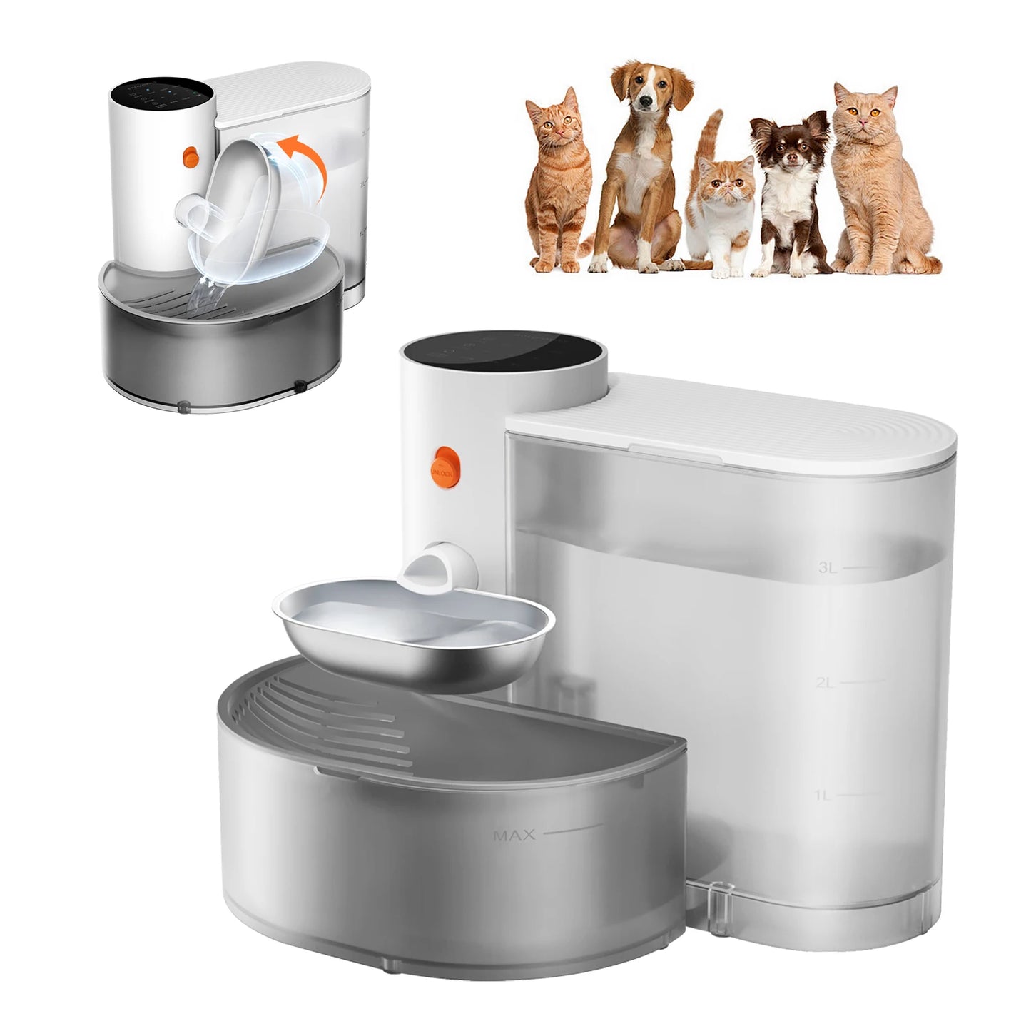 Stainless Steel Bowl Pet Intelligent Pouring Water Dispenser Automatically Purifies The Wireless Drinking Bowl For Dogs