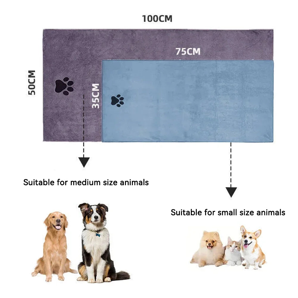 Microfiber Pet Bath Towel Embroidered Super Soft Absorbent For Dogs