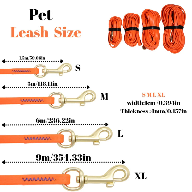 Heavy Duty Waterproof PVC Dog Leash Bite Resistant 1.5-9m Training Rope for Small Medium Large Dogs Anti-Slip Handle 7 Colors