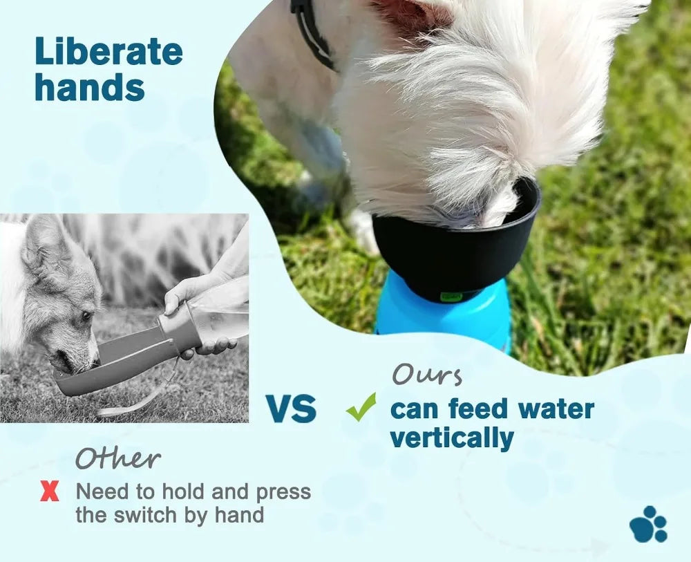 2-in-1 Pet Travel Water Bottle & Bowl, Leakproof, BPA Free, Lightweight for Outdoor Walks & Hikes