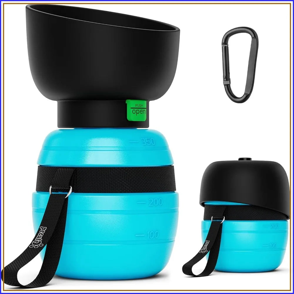 2-in-1 Pet Travel Water Bottle & Bowl, Leakproof, BPA Free, Lightweight for Outdoor Walks & Hikes