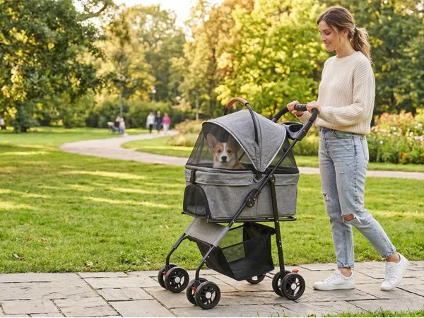 Detachable Dog Stroller 2-in-1 Pet Carrier & Stroller Foldable Lightweight 4 Wheel for Small Dogs Cats Portable Travel Pet Pram