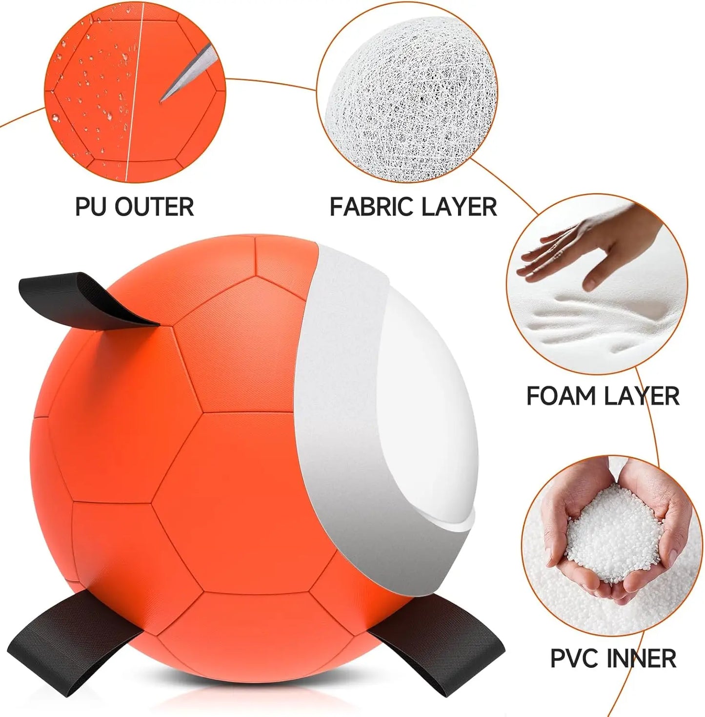 25 Inch Dog Herding Ball with Straps, Giant Toy for Australian Shepherd, Orange