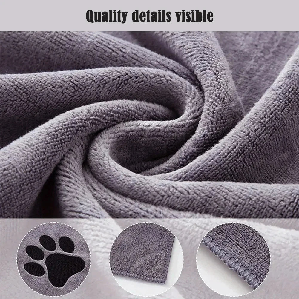 Microfiber Pet Bath Towel Embroidered Super Soft Absorbent For Dogs