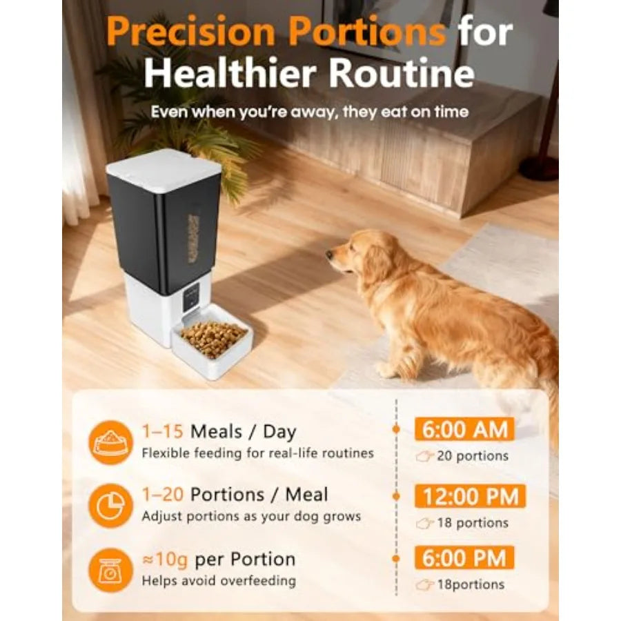 Automatic Dog Feeder Large Breed 12L 50 Cups with HD 1080P Camera 5G WiFi Anti-Clog Timed Feeder for Golden Retriever Busy Owne