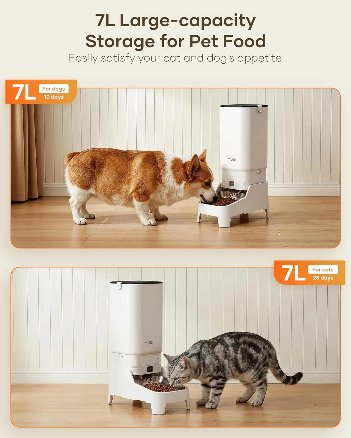 Automatic Cat Feeder with 1080P Night Vision Camera, 7L Large Capacity, 2-Way Audio & 5G WiFi Timed Food Dispenser for Pets