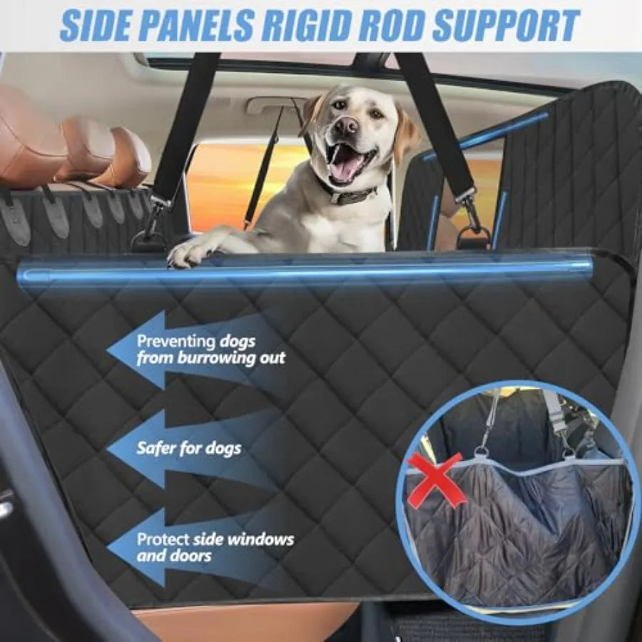 Back Seat Extender for Dogs-Large Space High Barrier Hard Bottom Dog Car Seat Cover for Back Seat Hold 420lb Backseat Protector