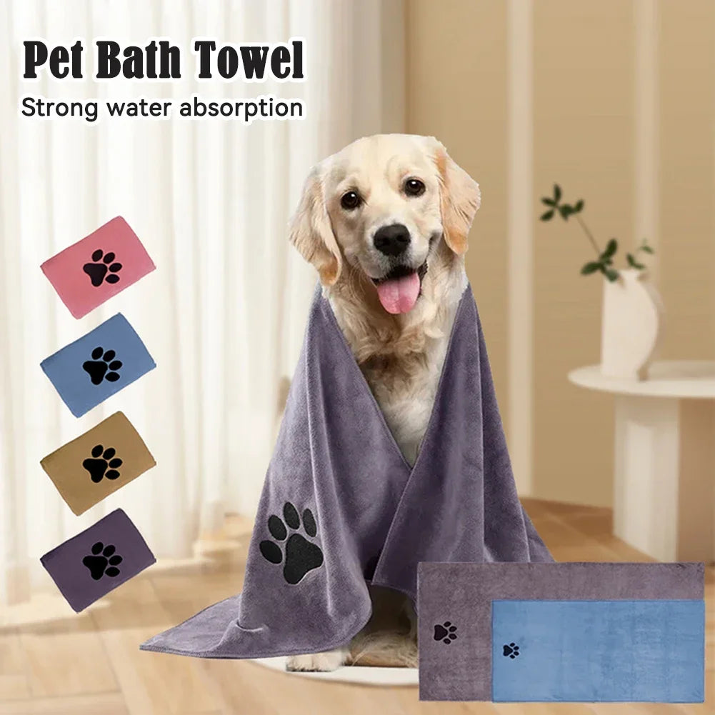 Microfiber Pet Bath Towel Embroidered Super Soft Absorbent For Dogs