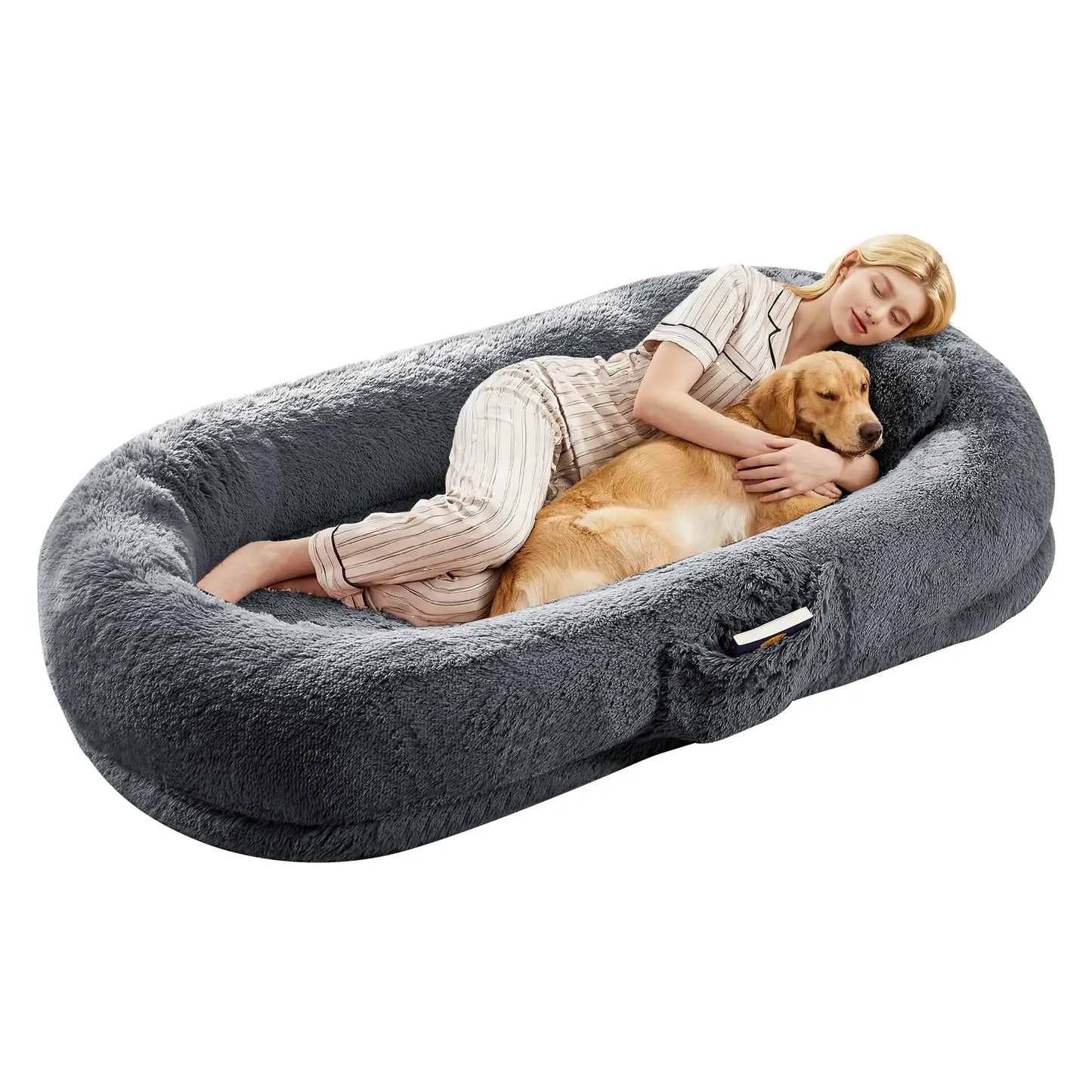 HiMISSCN Orthopedic Faux Fur Dog Bed With Memory Foam