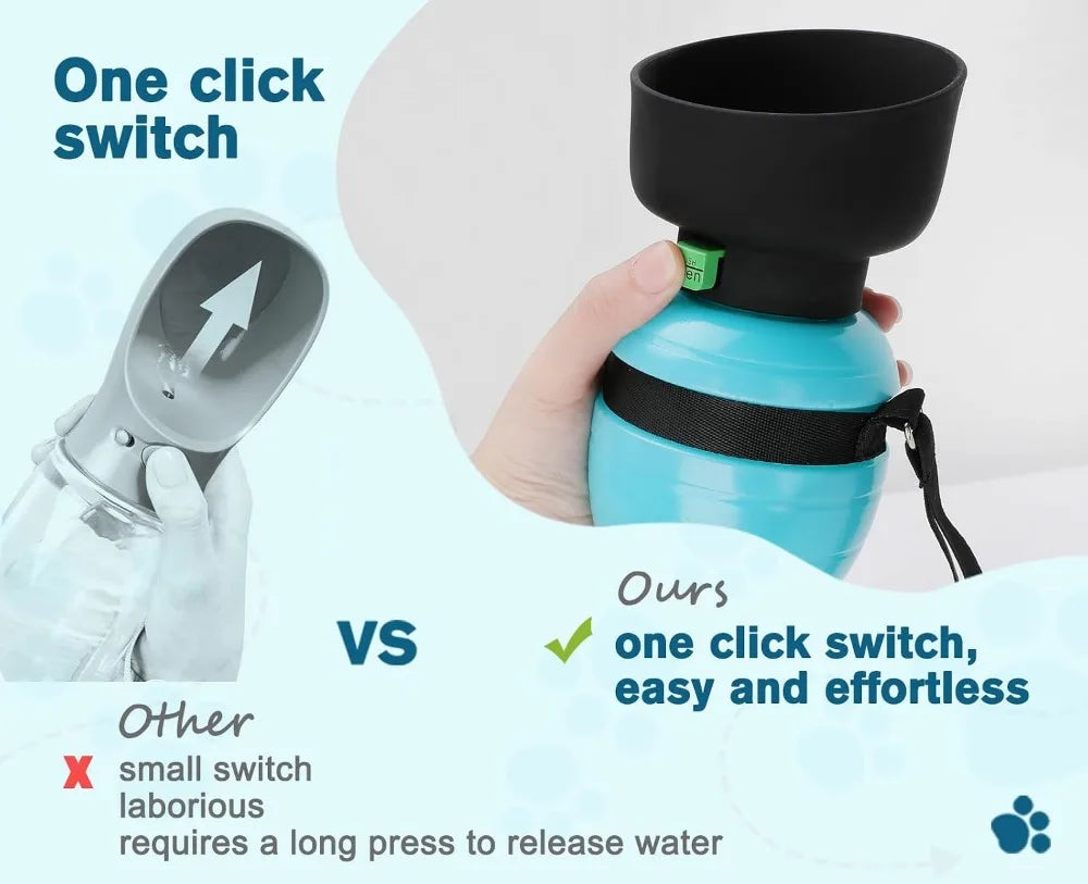 2-in-1 Pet Travel Water Bottle & Bowl, Leakproof, BPA Free, Lightweight for Outdoor Walks & Hikes