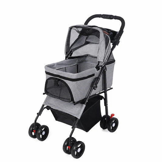 Detachable Dog Stroller 2-in-1 Pet Carrier & Stroller Foldable Lightweight 4 Wheel for Small Dogs Cats Portable Travel Pet Pram
