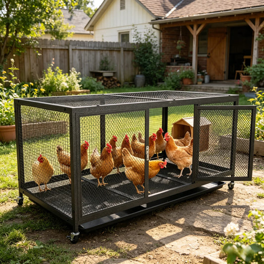 Outdoor Heavy Duty Metal Chicken Coop Walk-in Chicken Runs with Cover and Security Lock Hen House Duck Rabbit Cage Poultry Pen