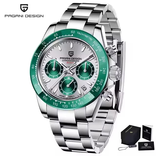 New PAGANI DESIGN PD1644 Luxury Men's Quartz Watch Automatic date Wristwatches Sport 100m Waterproof Chronograph Men Gift