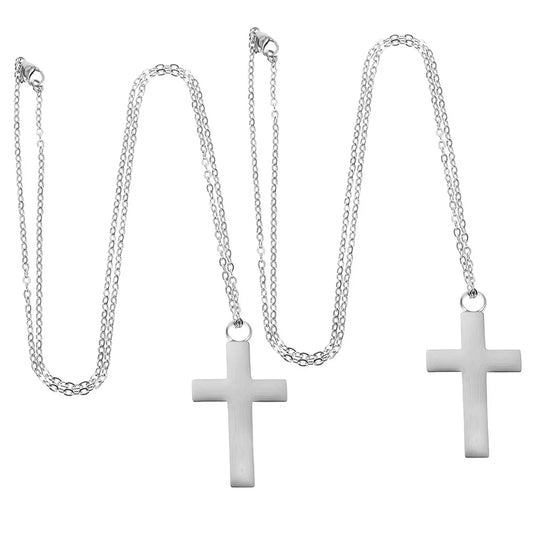 2Pcs Stainless Steel Cross Ashes Pendant Necklace Keepsake Urn Locket for Human Pet Remembrance Memorial Jewelry Comfort Fit