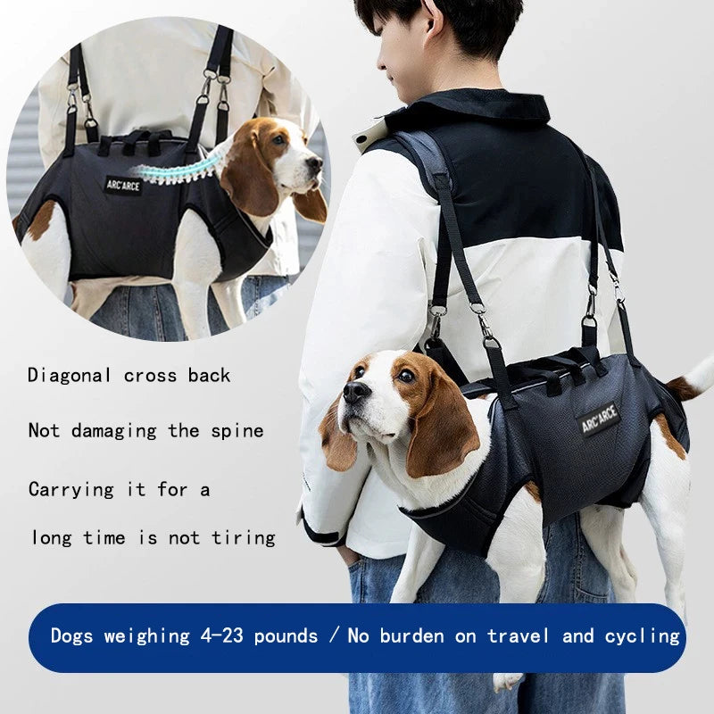 New dog backpack for outdoor use, double shoulder strap portable horizontal pet backpack with auxiliary straps, pet carrier for