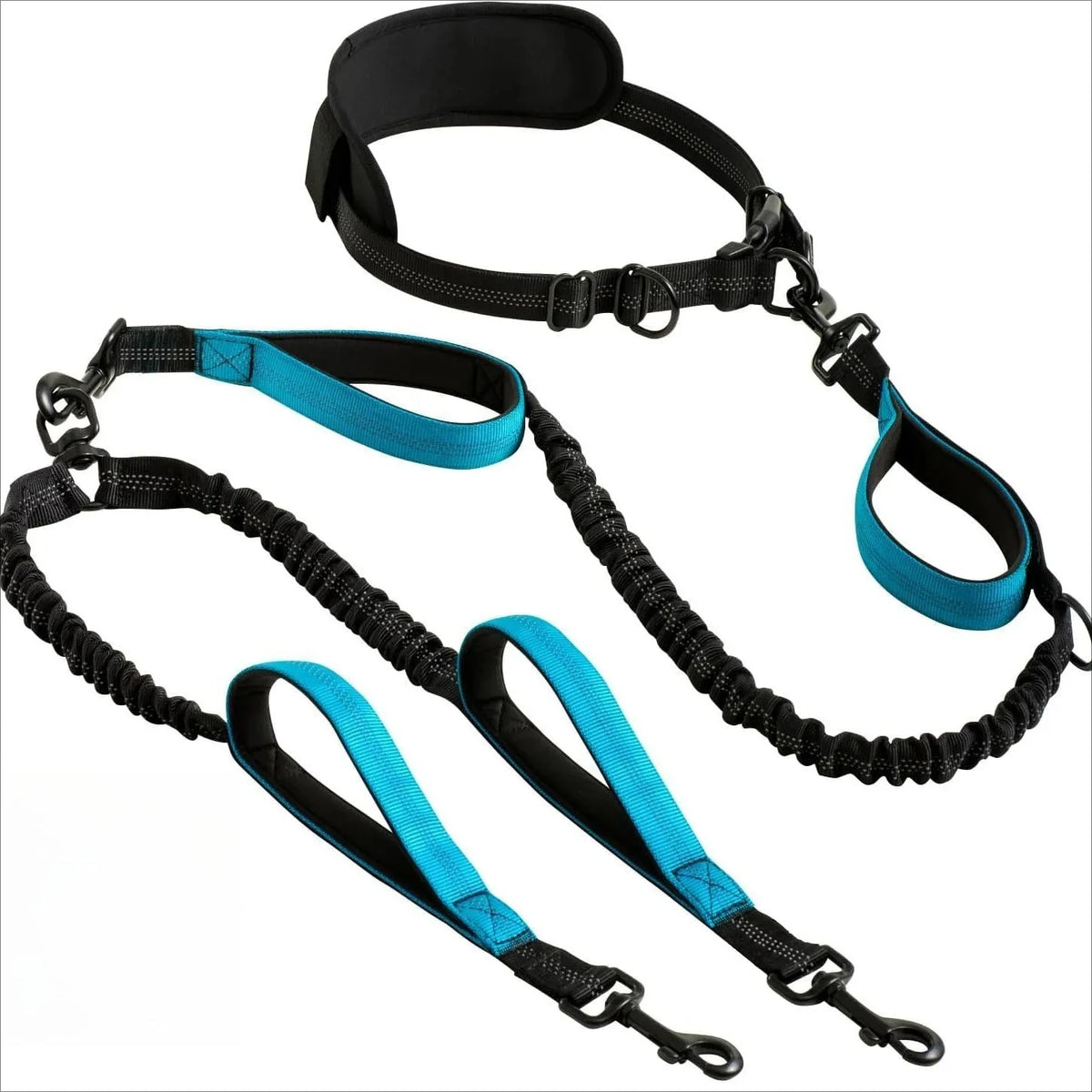 Hands Free Double Dog Leash Reflective Dual Lead for Two Dogs Padded Handle Anti-tangle Walking Rope Safe Stitches Pet Outdoor