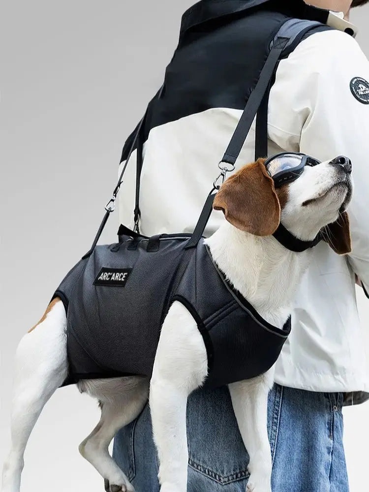 New dog backpack for outdoor use, double shoulder strap portable horizontal pet backpack with auxiliary straps, pet carrier for