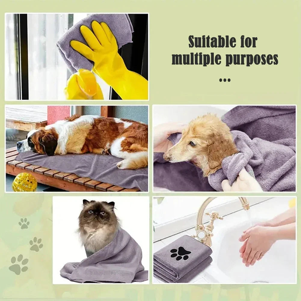 Microfiber Pet Bath Towel Embroidered Super Soft Absorbent For Dogs