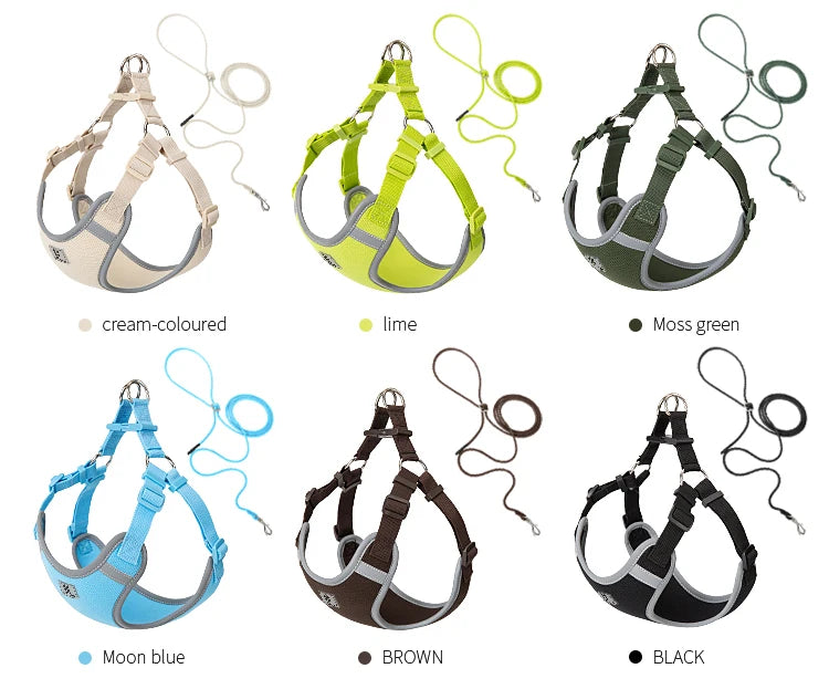 Cat Dog Harness Leash Set for Small Medium Dog Adjustable Pet Harness Reflective Breathable Outdoor Walking Pet accessories
