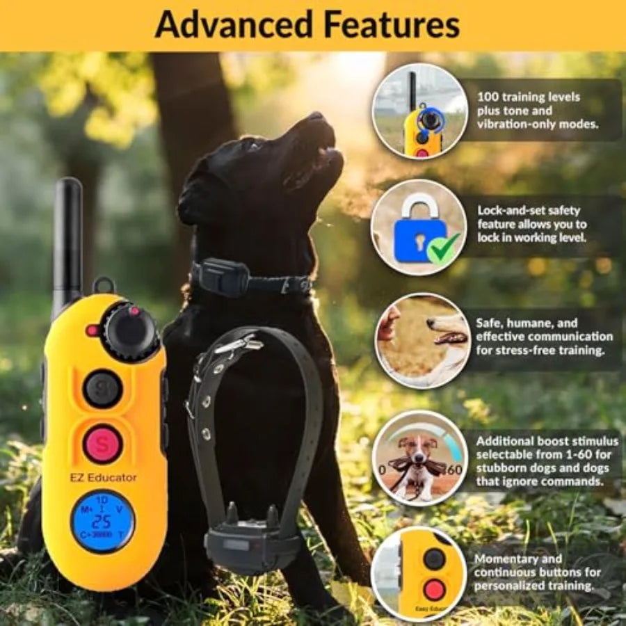 E-Collar EZ-900 1/2 Mile Dog Training Collar for Small Medium Dogs 10+ lbs Ergonomic LCD Remote, 256 Vibration Levels, Pavlovia