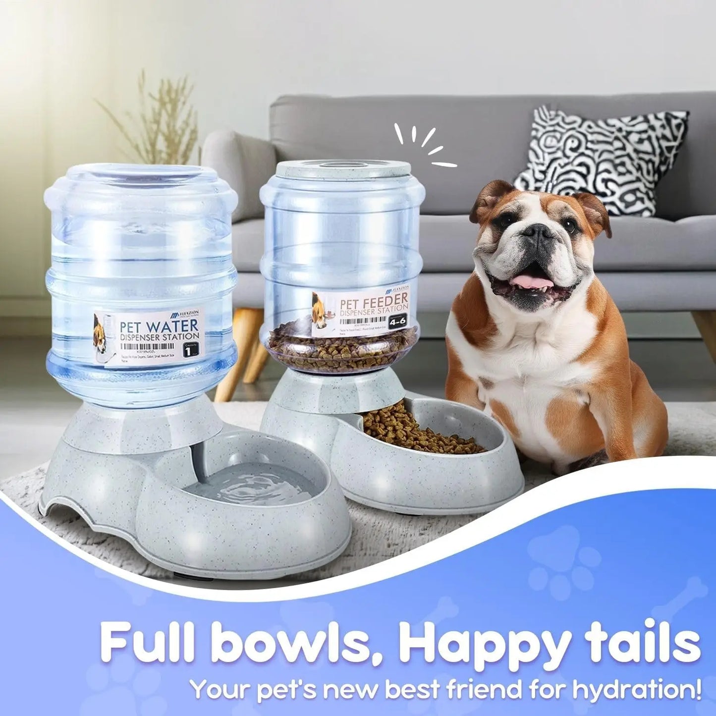 Automatic Pet Feeder and Waterer Set for Dogs and Cats