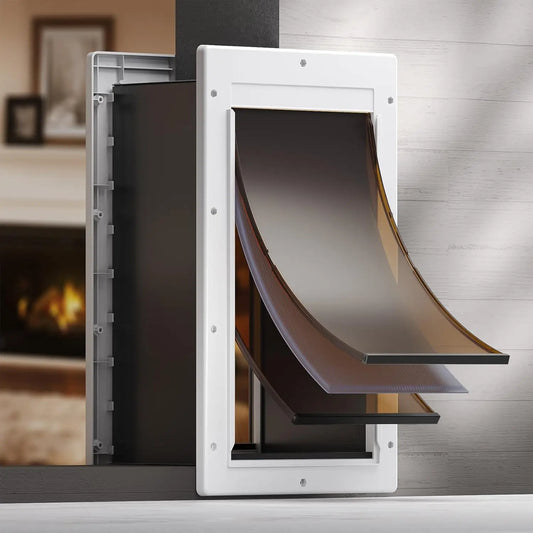 Interior & Exterior Walls, Plastic Dog Door, No Color Mentioned, Magnetic & Insulation Flaps, Suitable for Pets Up to 110lbs