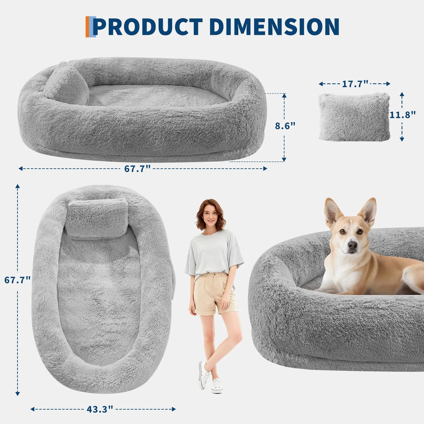 HiMISSCN Orthopedic Faux Fur Dog Bed With Memory Foam