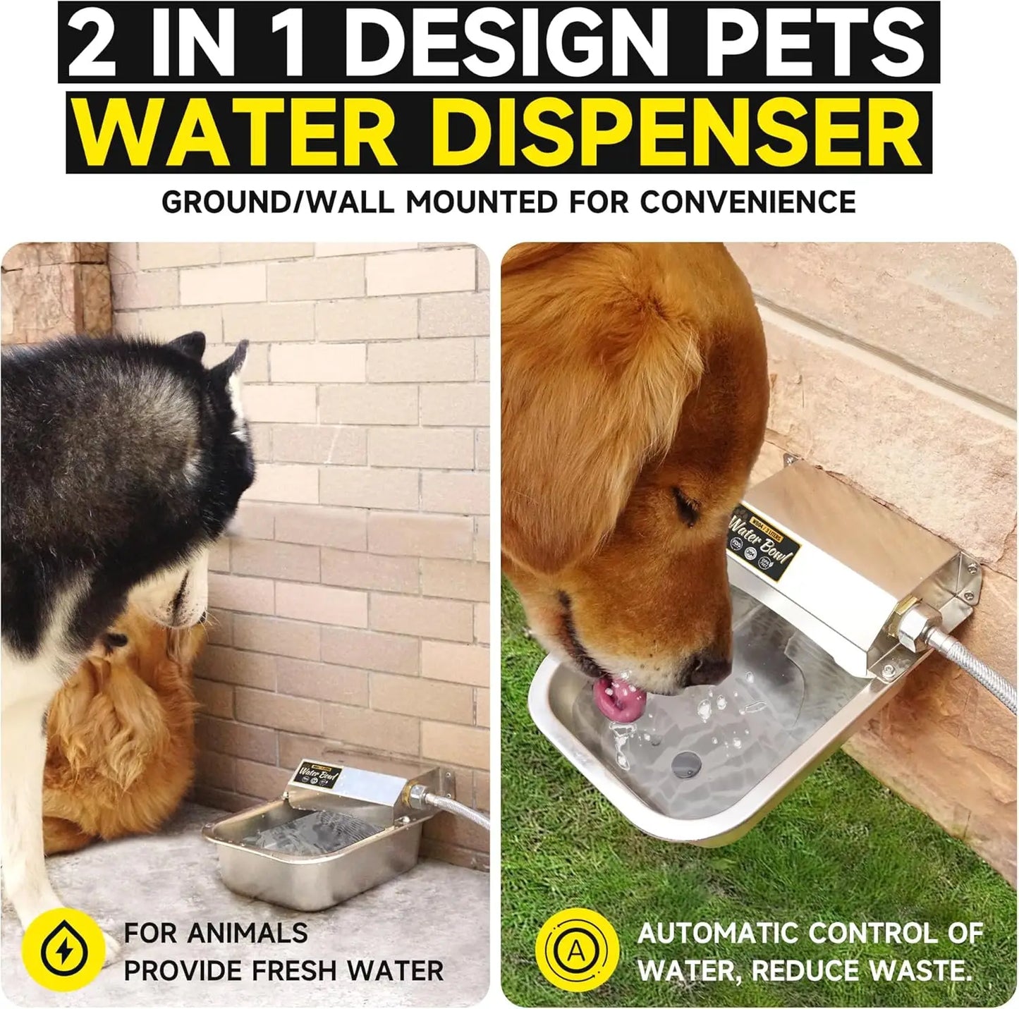 Automatic Dog Water Dispenser, 3L Stainless Steel Pet Feeder with Auto-Fill, Anti-Tip Design for Easy Cleaning