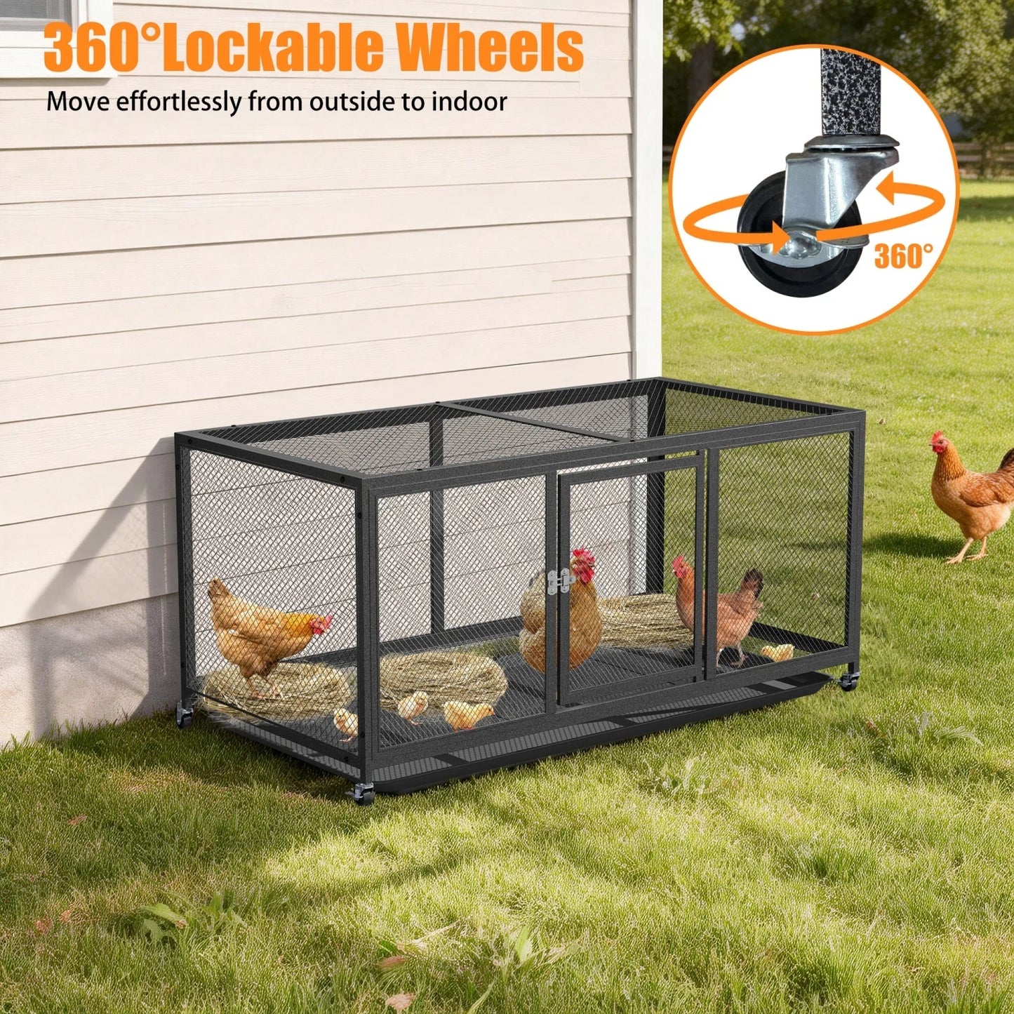 Outdoor Heavy Duty Metal Chicken Coop Walk-in Chicken Runs with Cover and Security Lock Hen House Duck Rabbit Cage Poultry Pen