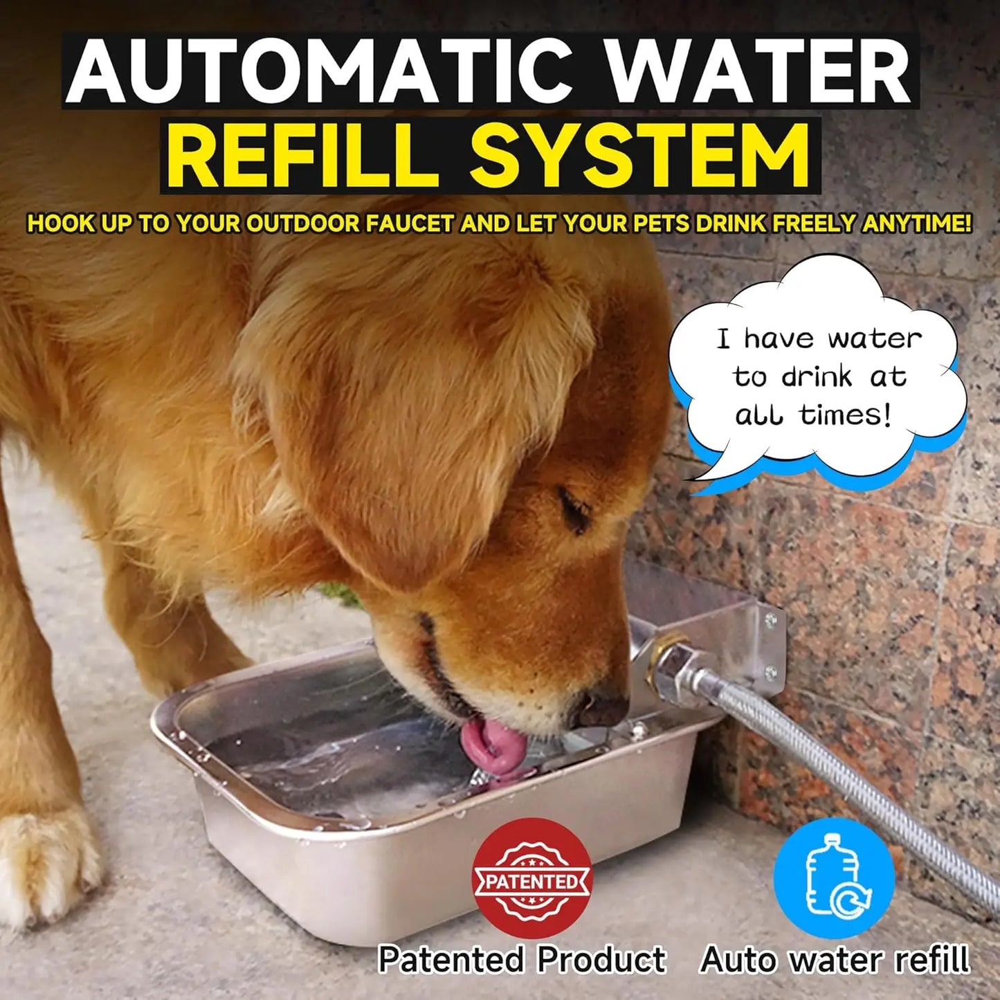 Automatic Dog Water Dispenser, 3L Stainless Steel Pet Feeder with Auto-Fill, Anti-Tip Design for Easy Cleaning