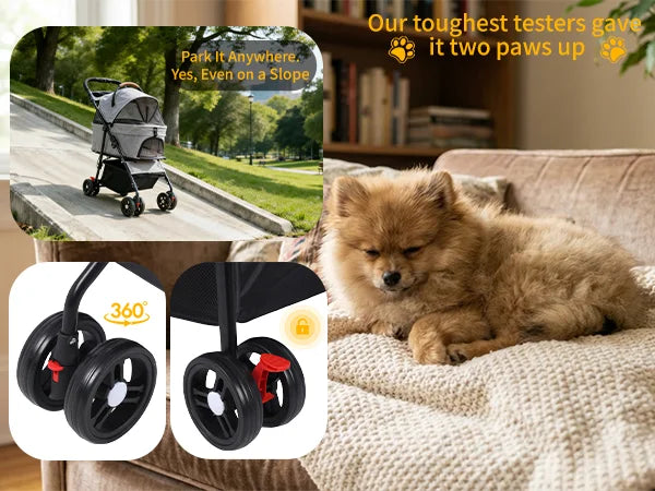 Detachable Dog Stroller 2-in-1 Pet Carrier & Stroller Foldable Lightweight 4 Wheel for Small Dogs Cats Portable Travel Pet Pram