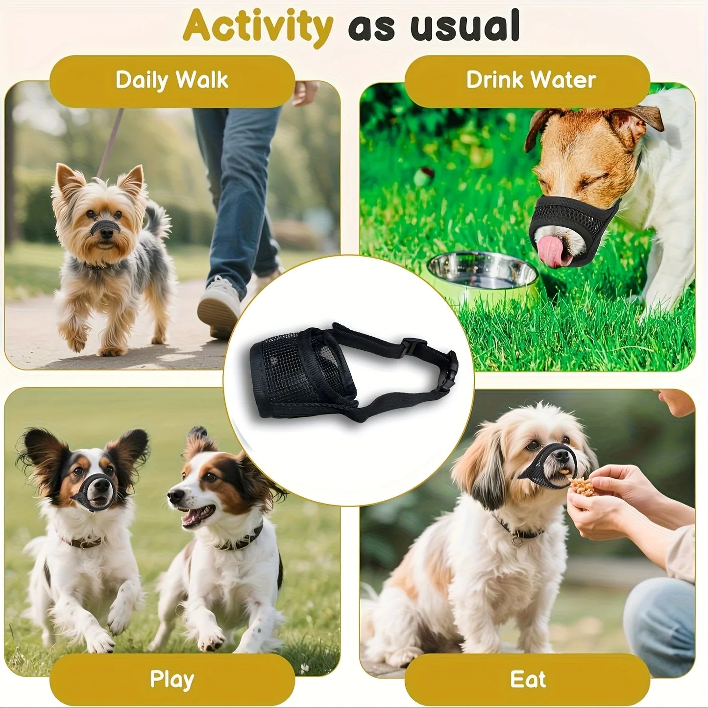 Mesh Muzzle For Short Snout And Small Medium Dogs Anti-Biting, Focus On Brachycephalic Dogs Like Chihuahua Pomeranian