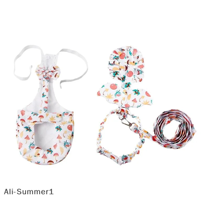 【E】1/2Pcs Cute Cartoon Fashion Chicken Duck Vest Diaper Hen Belt Pet Traction Rope Set Comfortable Leads Pet Poultry Supplies