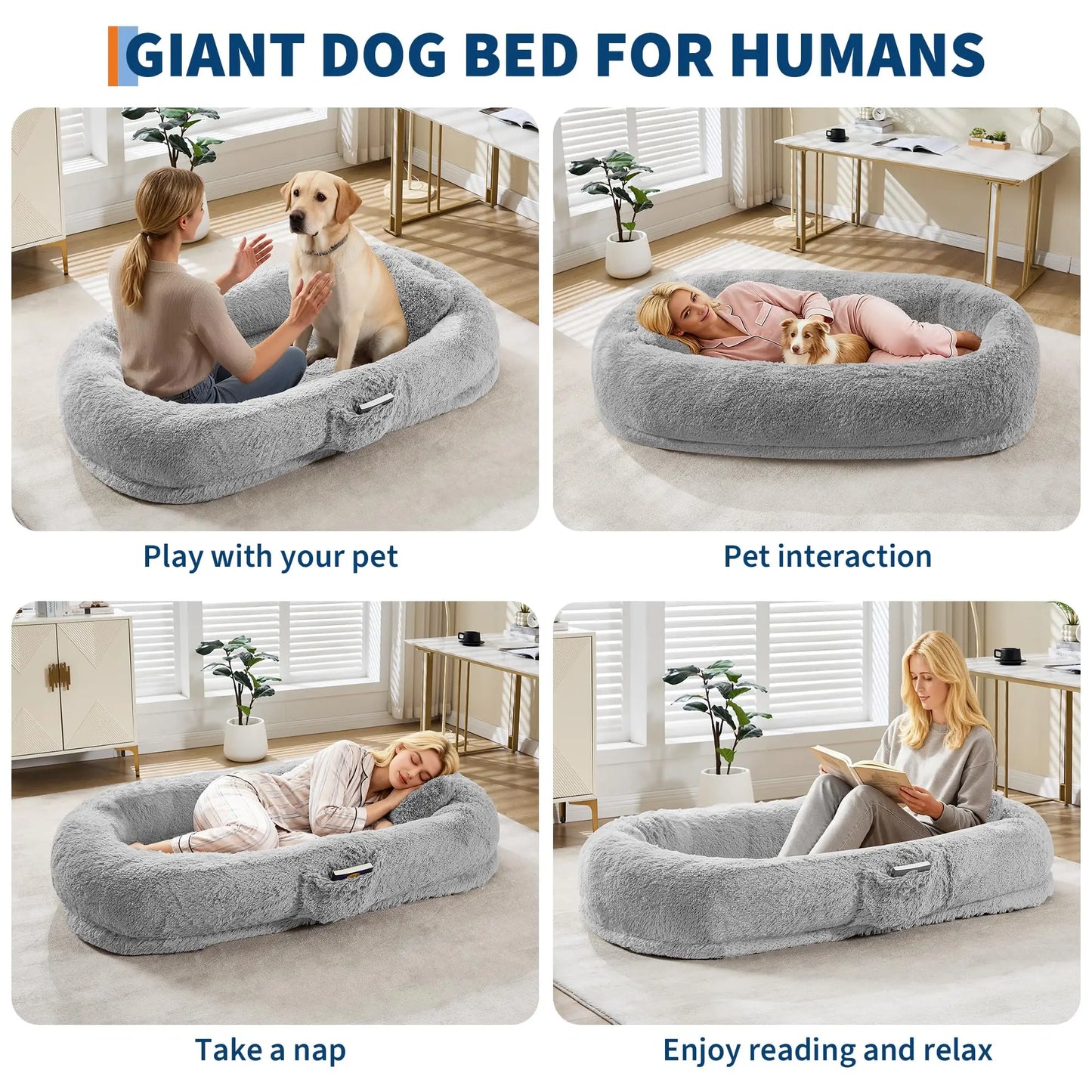 HiMISSCN Orthopedic Faux Fur Dog Bed With Memory Foam