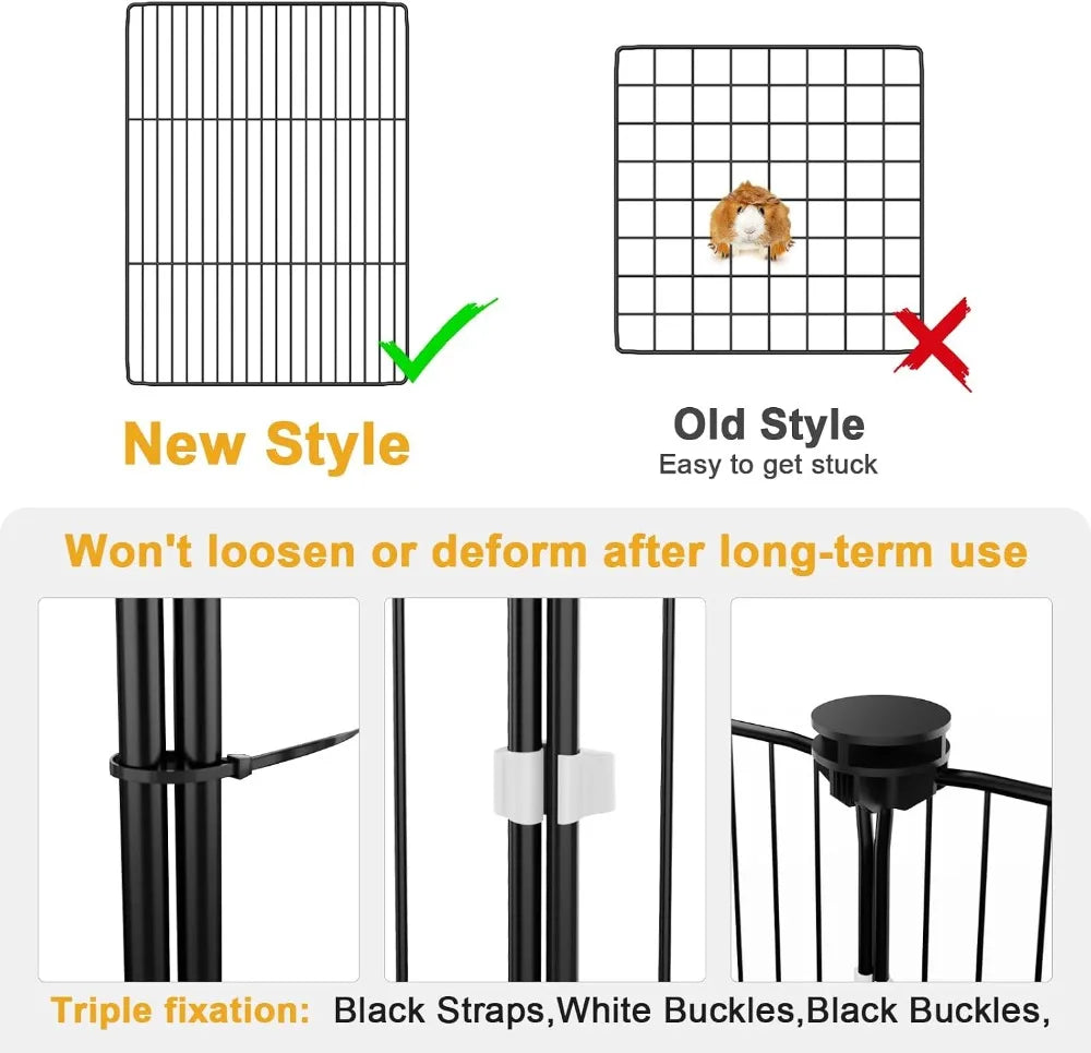 12-Panel C&C Guinea Pig Cage with Top Cover, Waterproof PVC Liner & Triple Fixing, 48x24x16 Inches for Bunny, Hedgehog, Hamster