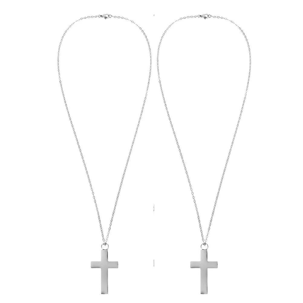 2Pcs Stainless Steel Cross Ashes Pendant Necklace Keepsake Urn Locket for Human Pet Remembrance Memorial Jewelry Comfort Fit