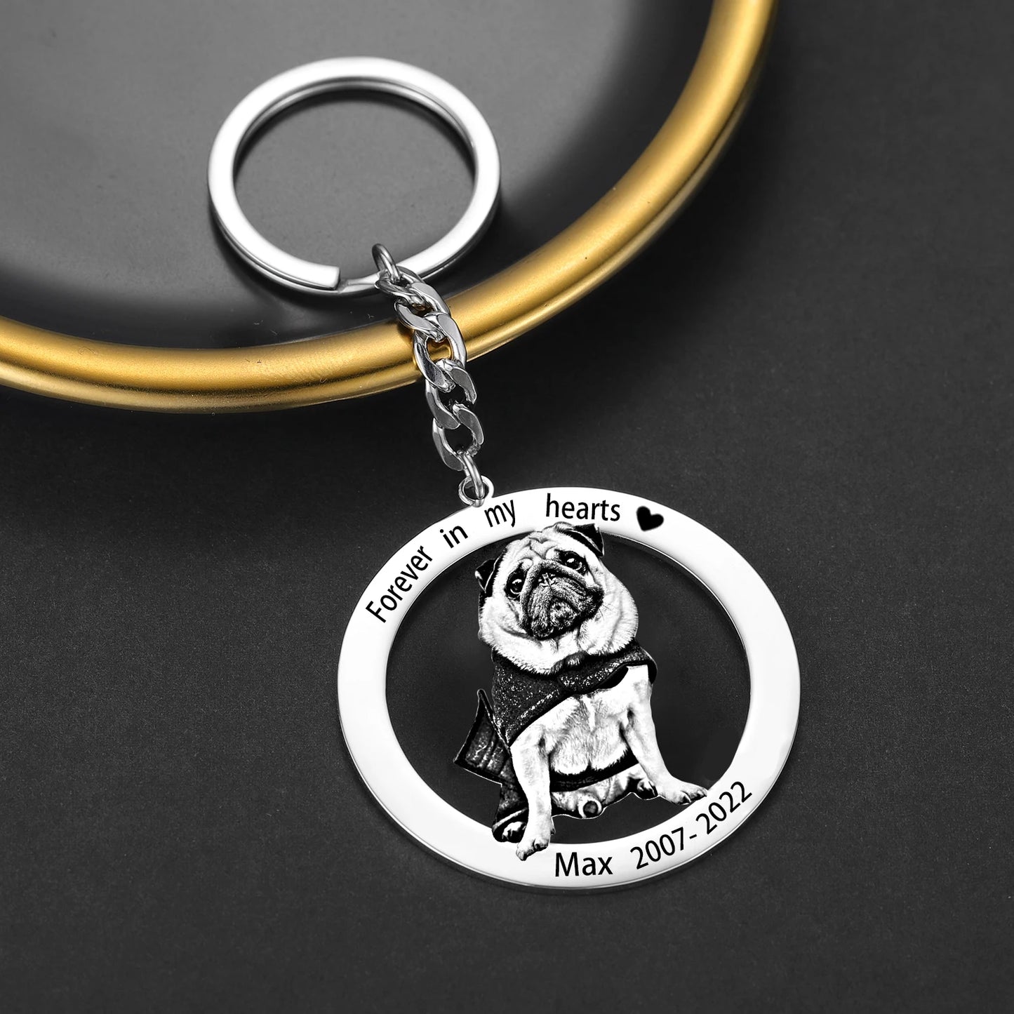 Personalized Pet Photo Necklace Engraved Pets Pendant Gifts Handmade Custom Dog Cat Keychain Memory Jewelry Picture Pendants