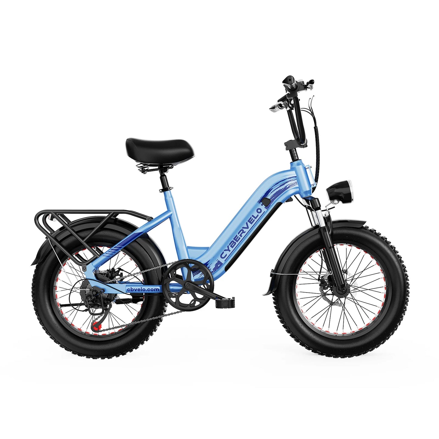 1000W Electric Bicycle for Adults, Cybervelo EK12 Step-Thru 20" Fat Tire E-bike 48V 20AH Removable Battery Shimano 7-Speed