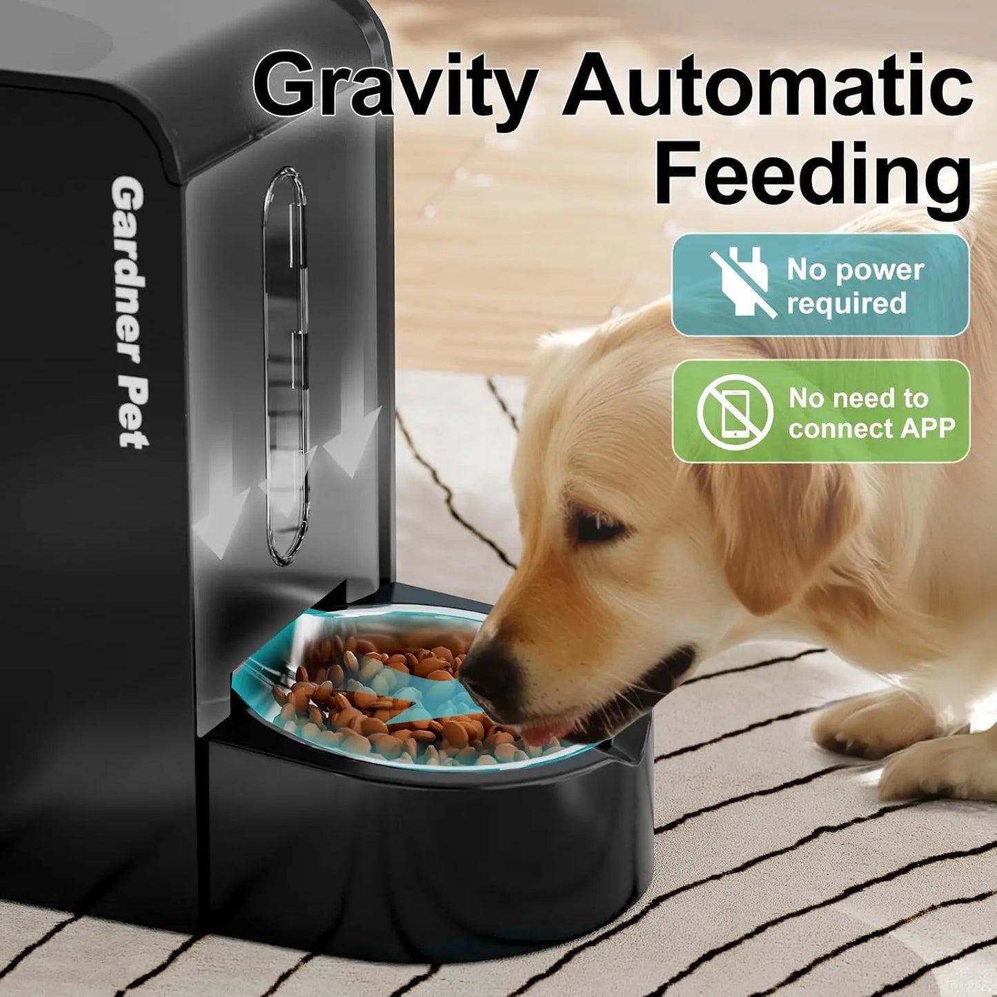 Automatic Gravity Pet Feeder and Water Dispenser Set, 1.8 Gallons*2, BPA-Free for Dogs Cats Rabbits Puppies (Black)