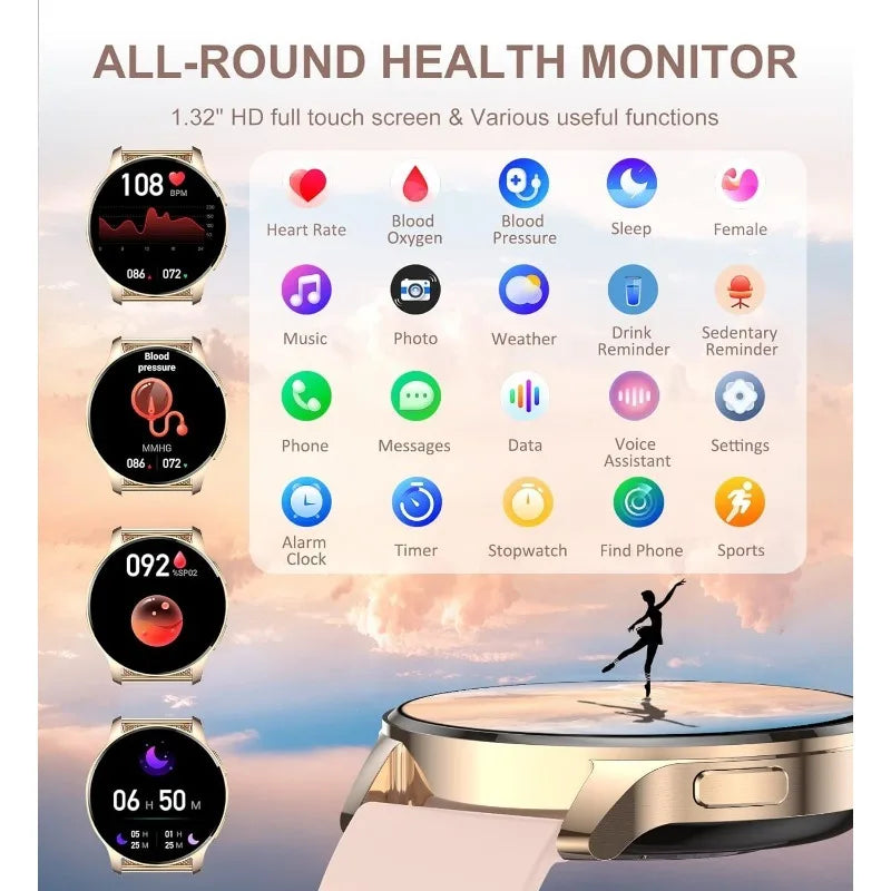 INNOFOVO Smartwatch For Women Fitness Tracker Waterproof HD Display